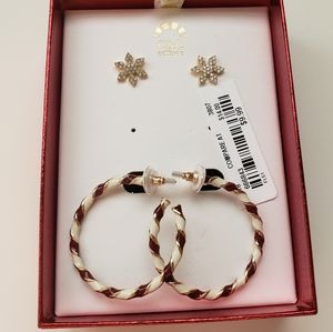 2 Set (Candy Cane & Snowflake) Earrings